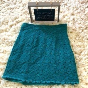 Annabella Teal Green Lace Mini Skirt